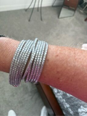 Swarovski Multi-Strand Silver Crystal Wrap Bracelet - Like New